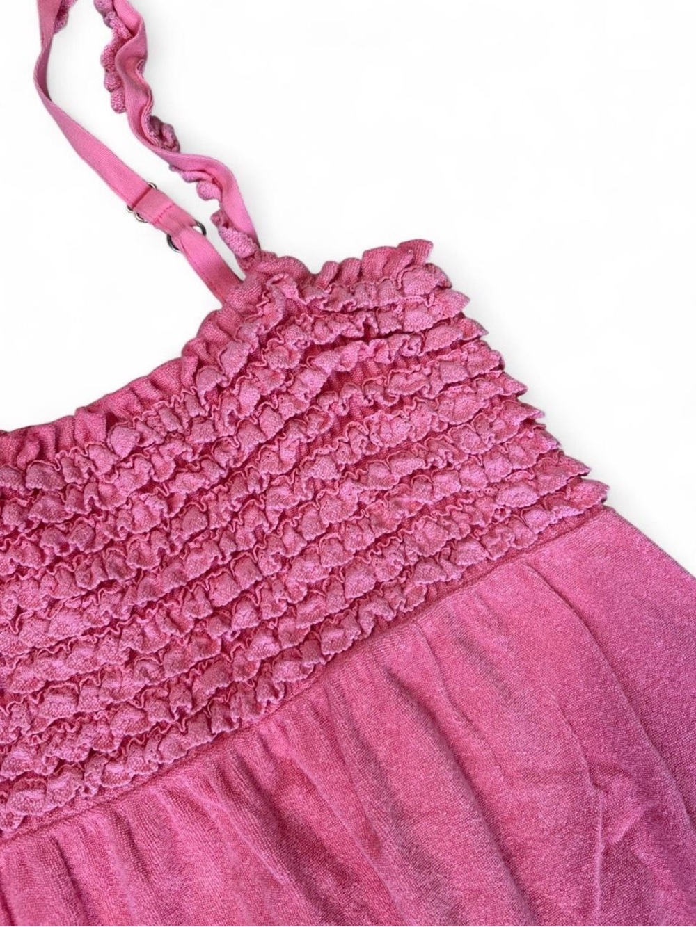 Juicy Couture Pink Smocked Terry Cloth Dress Y2K Cottagecore Coquette - Picture 3 of 4